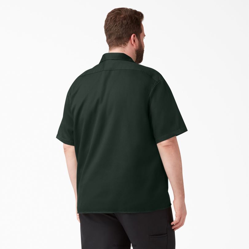 мъже Dickies работна риза с къс ръкав ловджийско зелено (gh) работно облекло R2PH8493
