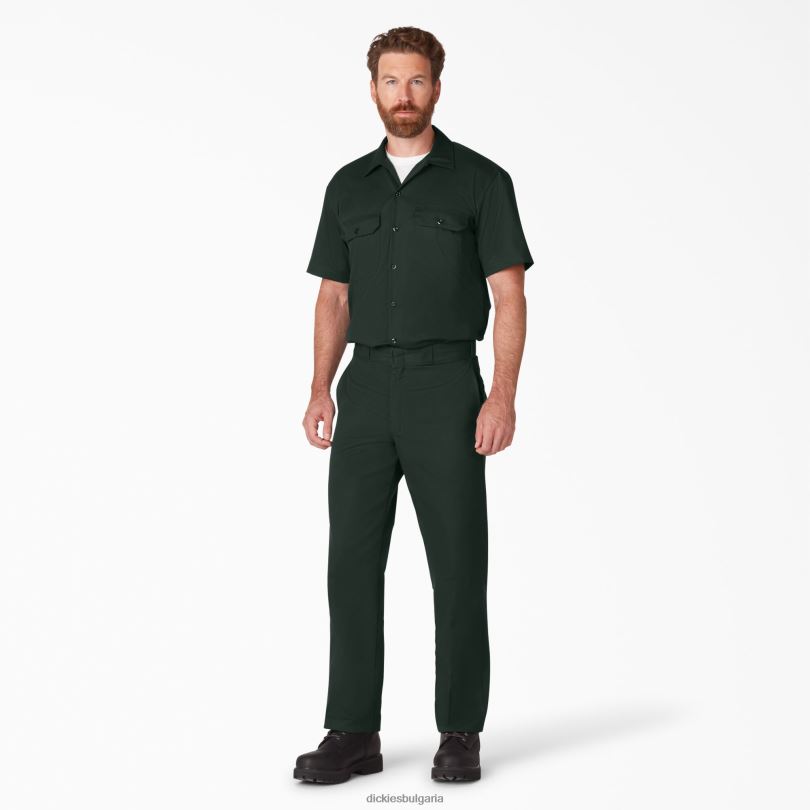 мъже Dickies работна риза с къс ръкав ловджийско зелено (gh) работно облекло R2PH8493