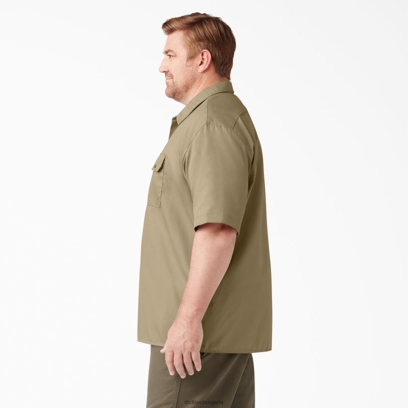 мъже Dickies работна риза с къс ръкав каки (kh) работно облекло R2PH8495