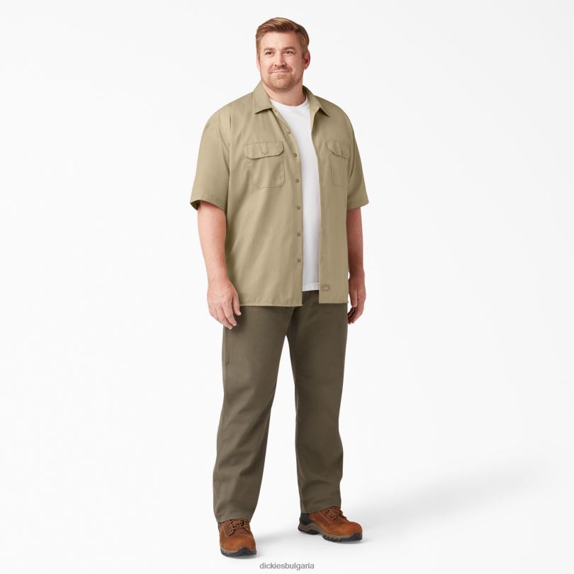 мъже Dickies работна риза с къс ръкав каки (kh) работно облекло R2PH8495