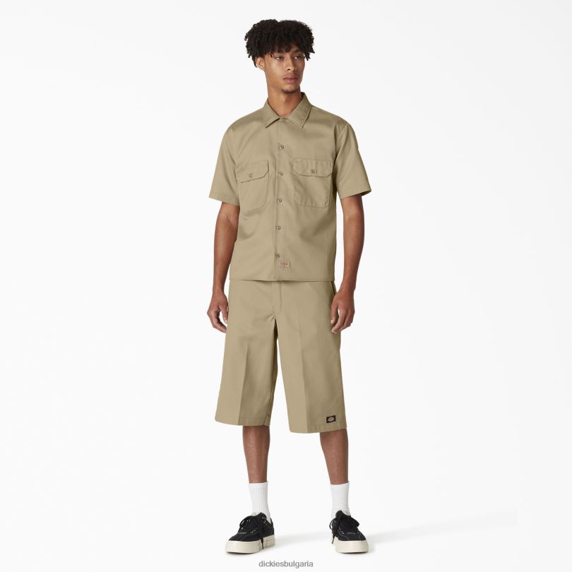 мъже Dickies работна риза с къс ръкав каки (kh) работно облекло R2PH8495