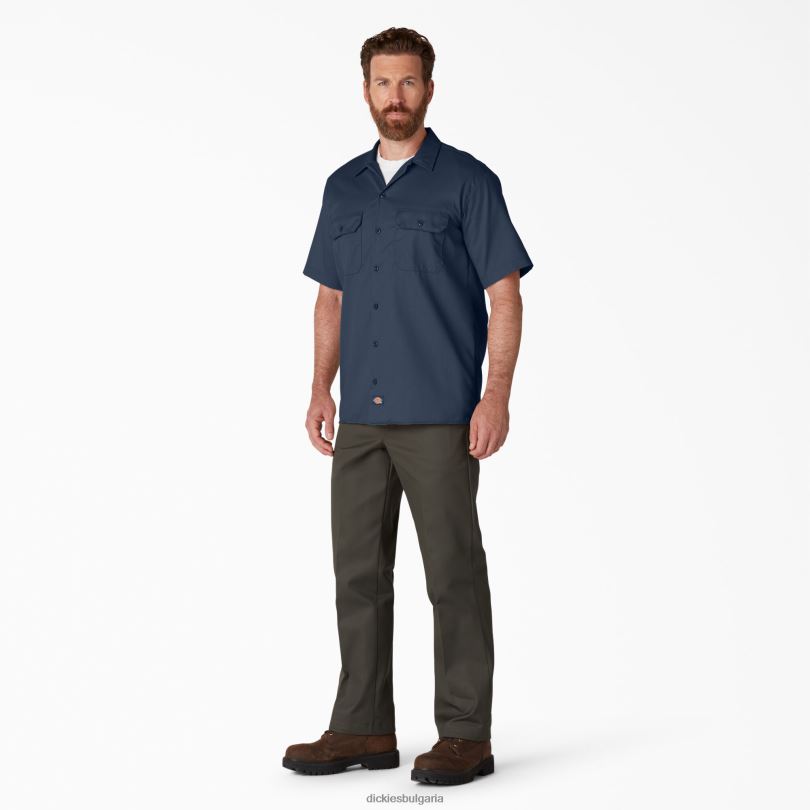 мъже Dickies работна риза с къс ръкав морско синьо (nv) работно облекло R2PH8497