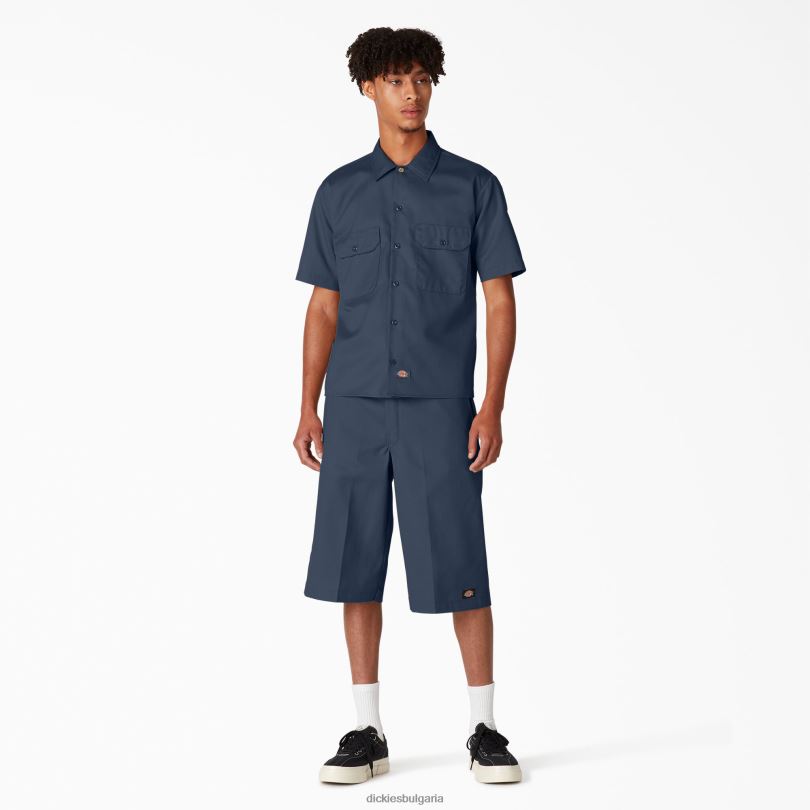 мъже Dickies работна риза с къс ръкав морско синьо (nv) работно облекло R2PH8497