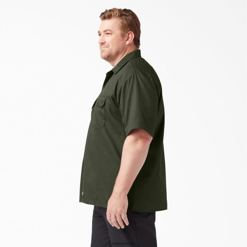 мъже Dickies работна риза с къс ръкав маслинено зелено (og) работно облекло R2PH8498