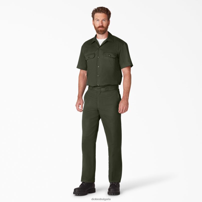мъже Dickies работна риза с къс ръкав маслинено зелено (og) работно облекло R2PH8498