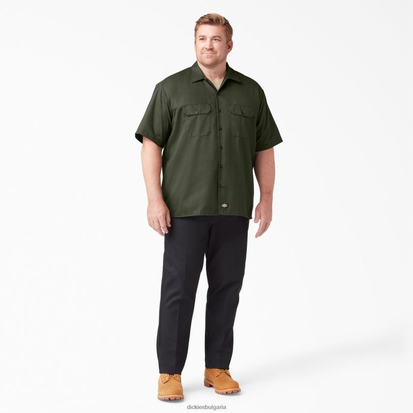 мъже Dickies работна риза с къс ръкав маслинено зелено (og) работно облекло R2PH8498
