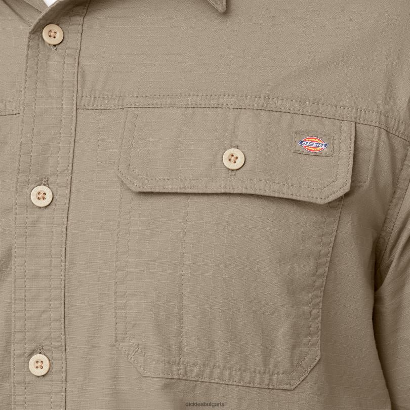 мъже Dickies рипстоп работна риза с къс ръкав промит пустинен пясък (rds) работно облекло R2PH8645