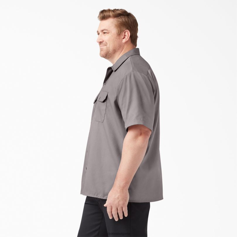 мъже Dickies работна риза с къс ръкав сребро (sv) работно облекло R2PH8500