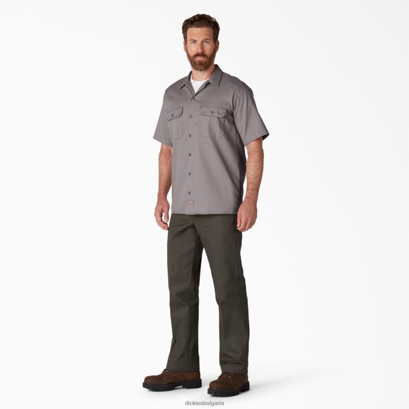 мъже Dickies работна риза с къс ръкав сребро (sv) работно облекло R2PH8500