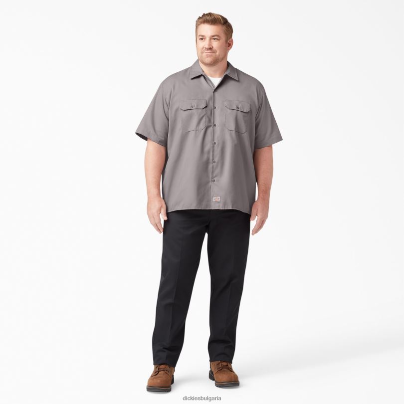 мъже Dickies работна риза с къс ръкав сребро (sv) работно облекло R2PH8500