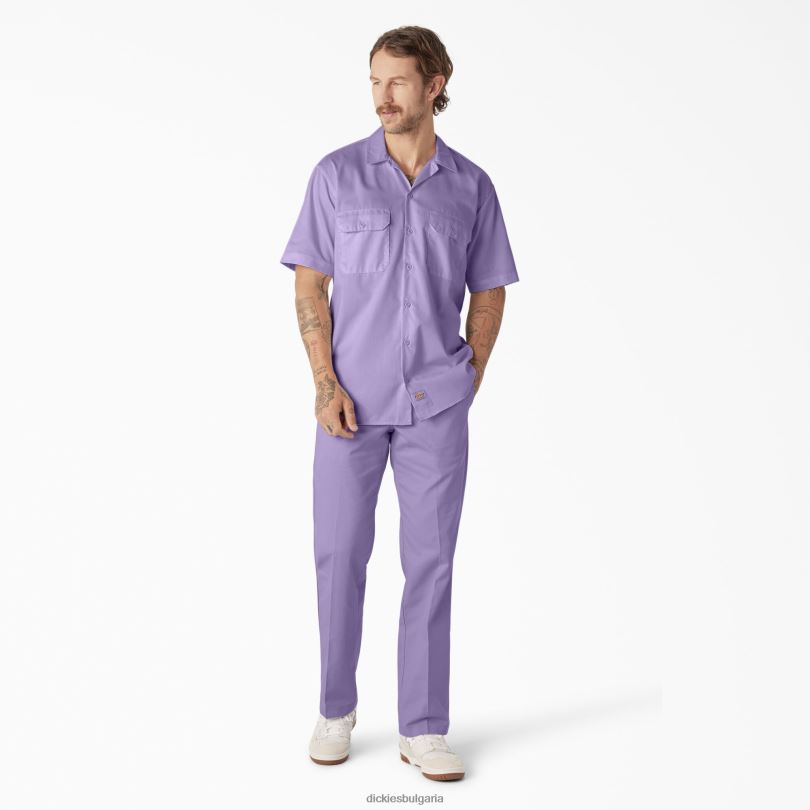 мъже Dickies работна риза с къс ръкав лилава роза (ur2) работно облекло R2PH8501
