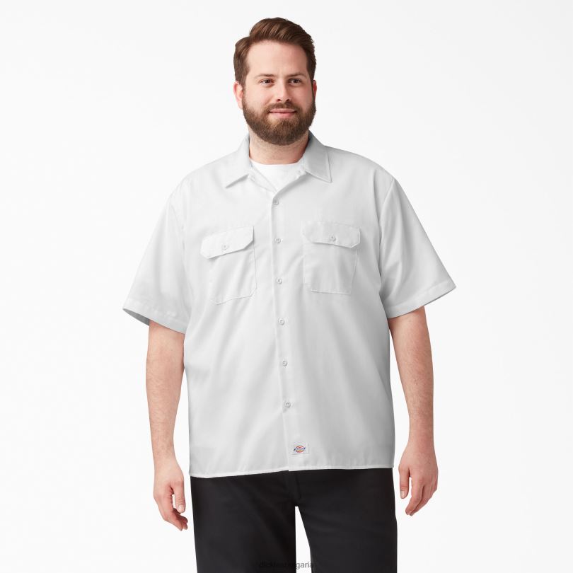 мъже Dickies работна риза с къс ръкав бяло (wh) работно облекло R2PH8502