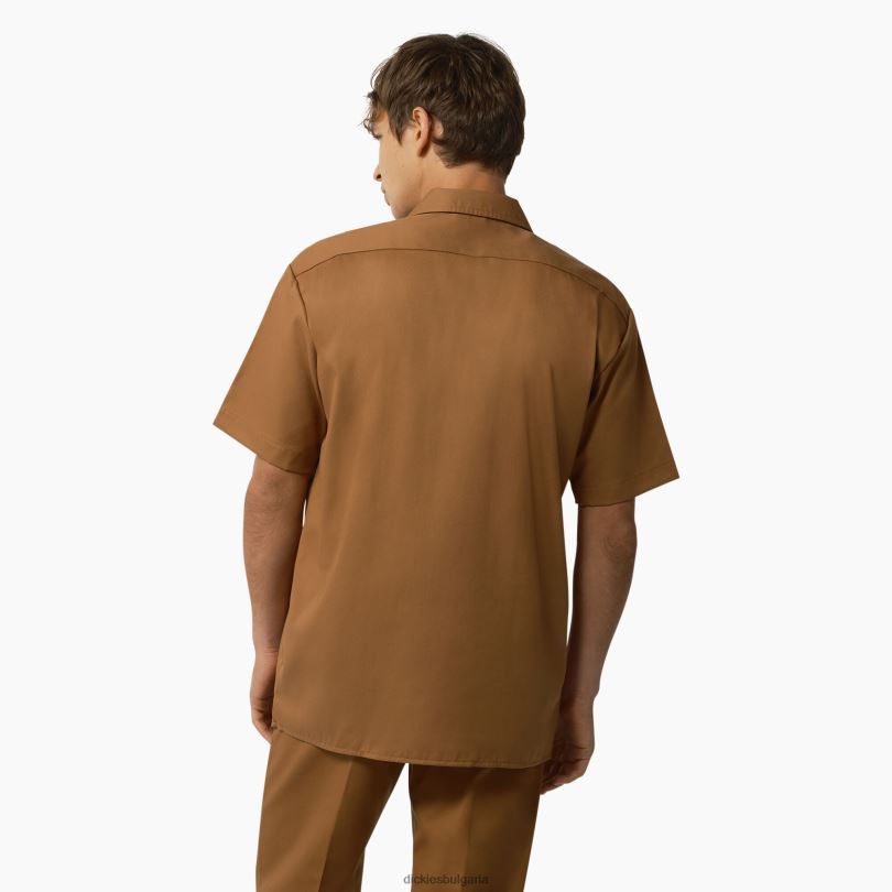 мъже Dickies работна риза с къс ръкав кафява патица (wsd) работно облекло R2PH8503