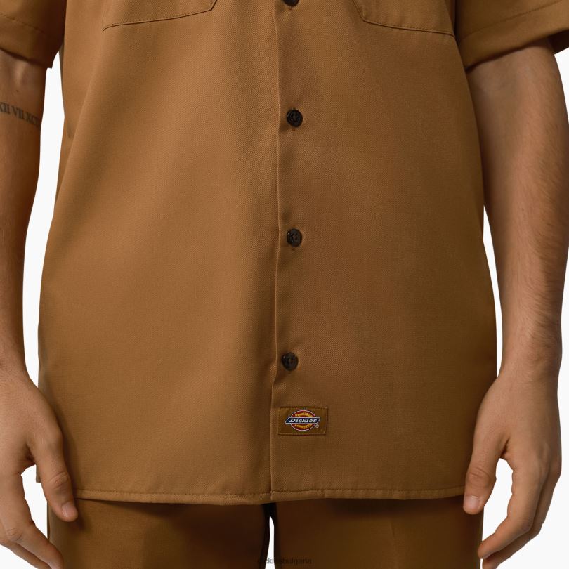 мъже Dickies работна риза с къс ръкав кафява патица (wsd) работно облекло R2PH8503