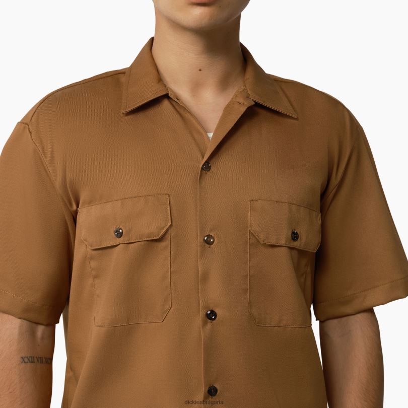 мъже Dickies работна риза с къс ръкав кафява патица (wsd) работно облекло R2PH8503