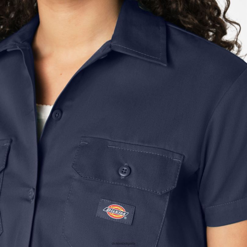 Жени Dickies съкратена работна риза мастило синьо (ik) работно облекло R2PH82006