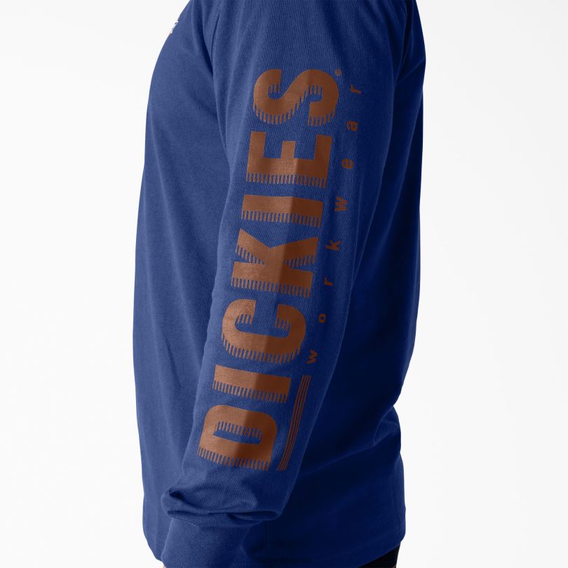 мъже Dickies графична тениска с работно облекло с дълъг ръкав сърф синьо (fl) работно облекло R2PH8578