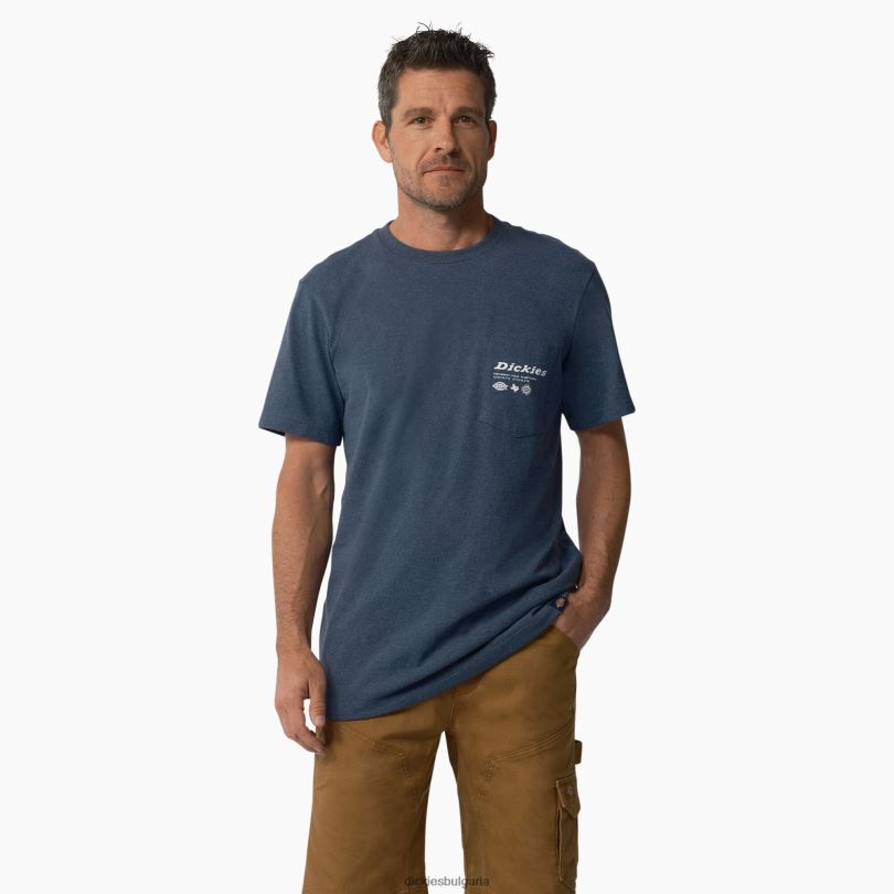 мъже Dickies обединена от работа графична тениска дънково синьо (d25) работно облекло R2PH8881