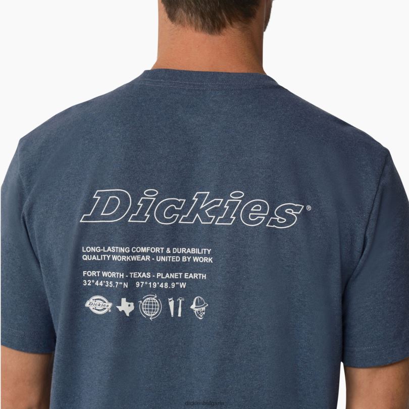мъже Dickies обединена от работа графична тениска дънково синьо (d25) работно облекло R2PH8881