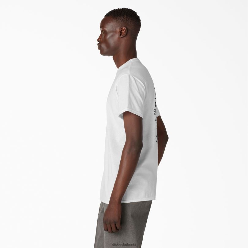 мъже Dickies розова тениска с графика за работно облекло бяло (wh) работно облекло R2PH8956